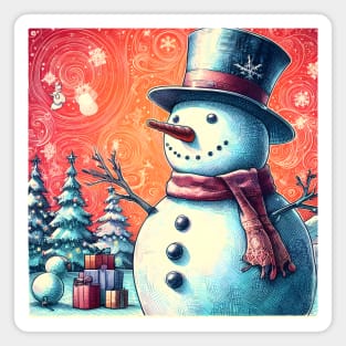 Discover Frosty's Wonderland: Whimsical Christmas Art Featuring Frosty the Snowman for a Joyful Holiday Experience! Magnet